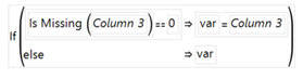 Figure 2: Replacing missing with previous value column formula.