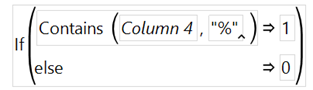 Contains formula.png Figure 9: Conditional statement with "Contains" formula to create a Flag column that identifies if the "%" character is present.