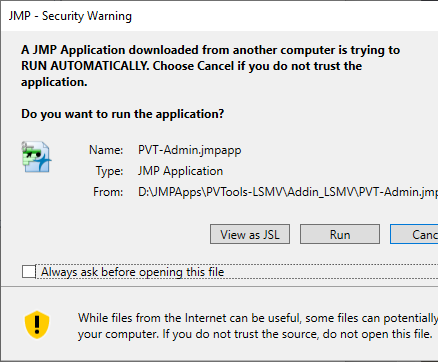 Security Warning When Running Addin on Server - JMP User Community