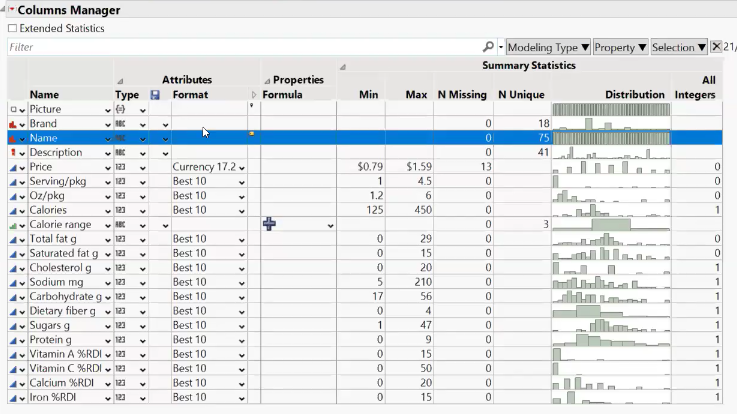 Columns Manager View.png Using the Columns Manager to view and edit column information