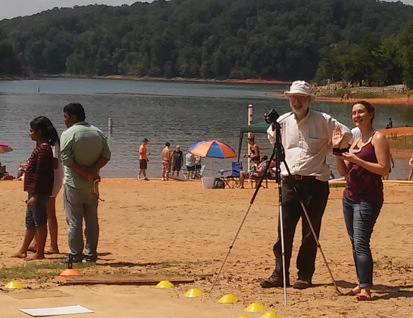 Lots of families at the lake