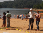 Lots of families at the lake