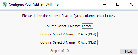 Step 4: Enter Column Select Names, if Applicable
