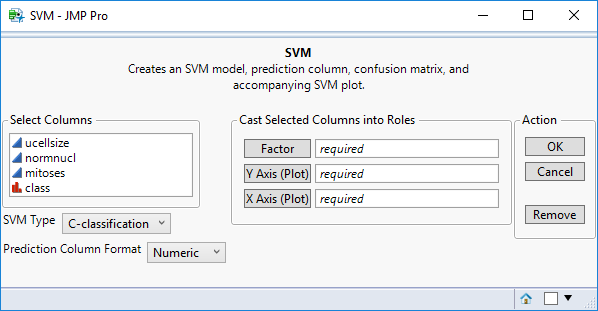 JMP to R Add-In Builder Example: SVM (Support Vector Machines)