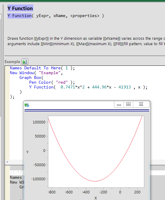 Y Function plotting a parabola