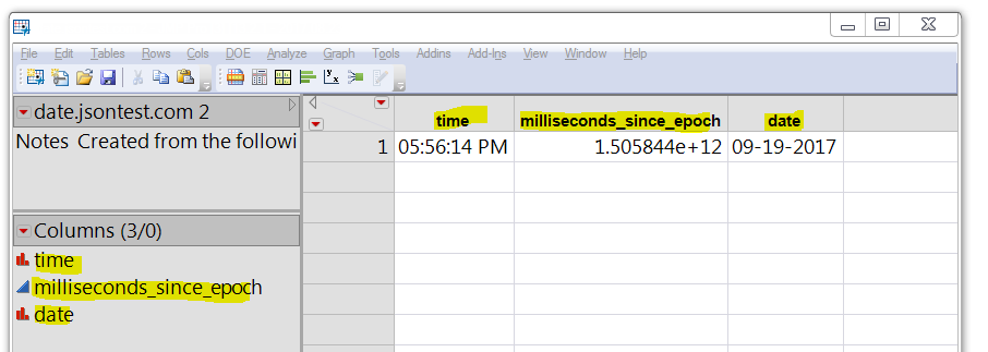 JSON data, split into columns