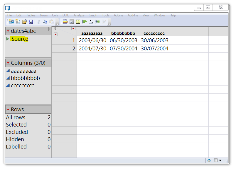 Imported table includes a source script you can edit