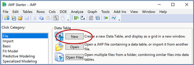 File New Starter.png Opening New file from JMP Starter