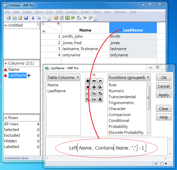 Column formula using Left() and Contains()