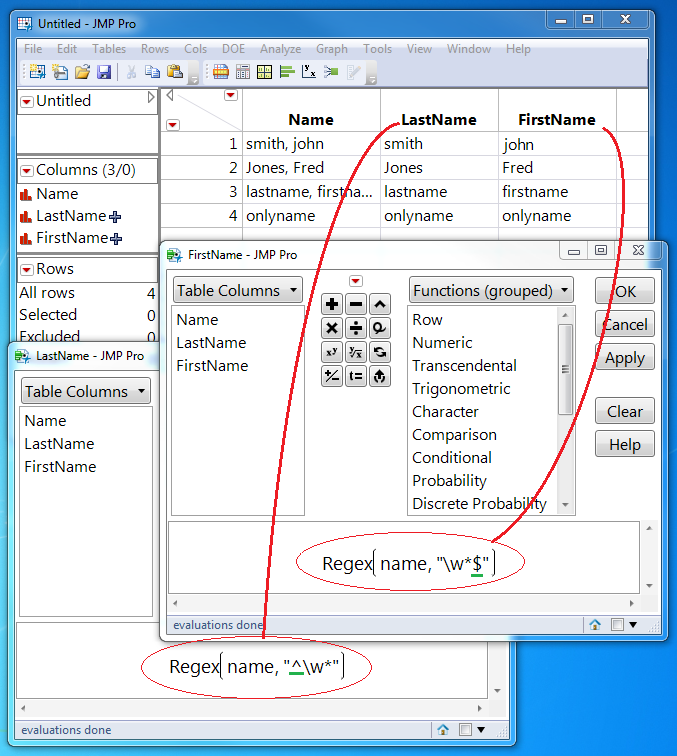 Column formula using regex()