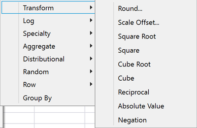 Choose forumla functions when creating a new formula column from an existing column