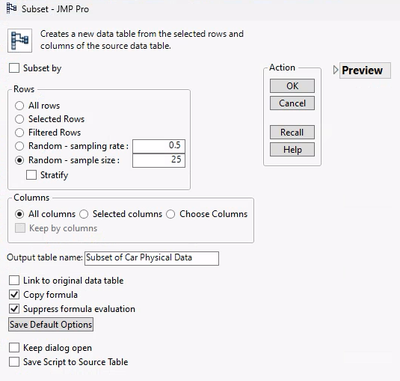 Car Physical Data.jmp (Help > Sample Data Folder)