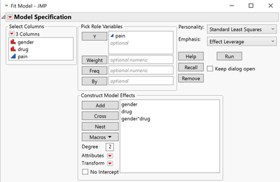 Analgesics.jmp (Help > Sample Data Folder)