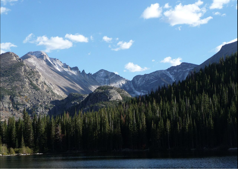 Picture from wikipedia https://en.wikipedia.org/wiki/Rocky_Mountain_National_Park#/media/File:Rocky_Mountain_National_Park_in_September_2011_-_Glacier_Gorge_from_Bear_Lake.JPG