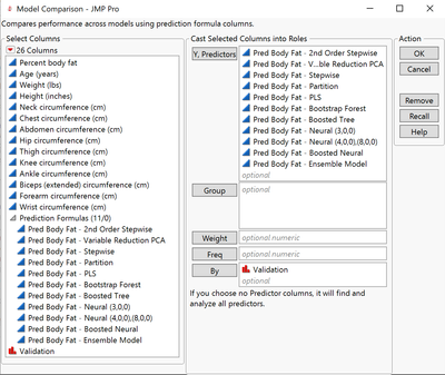 Body Fat.jmp (Help > Sample Data Folder)