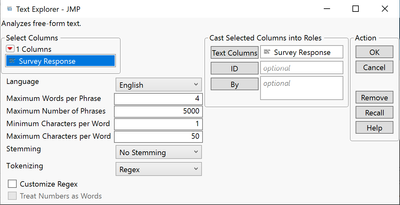 Example: Pet Survey.jmp (Help > Sample Data Folder)