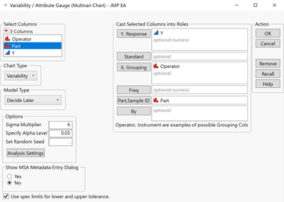 Gasket.jmp (Help > Sample Data Folder > Variability Data)