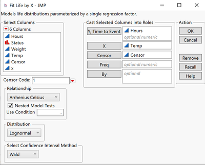 Devalt.jmp (Help > Sample Data Folder > Reliability)