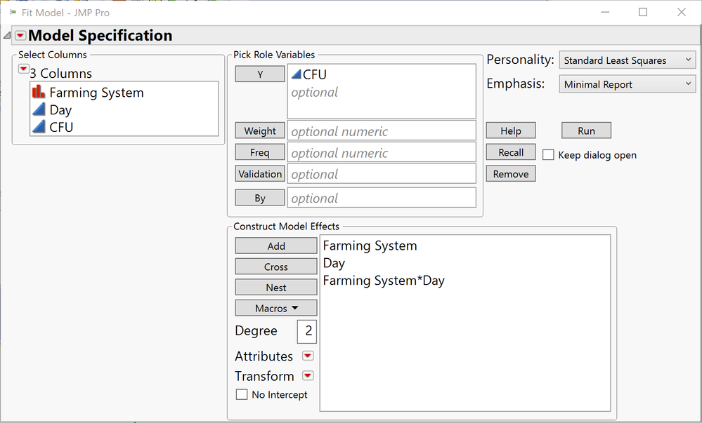 Fit Model Dialog (I like to use "Minimal Report")