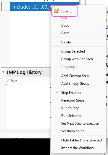 Workflow Builder - open included workflow - JMP User Community