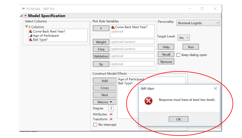 Figure 1. A JMP Alert message.
