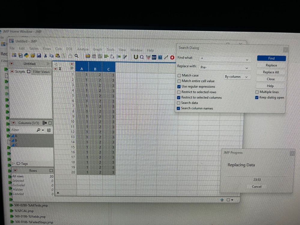 Solved: Why does Search & Replace not work for JMP19? - JMP User Community