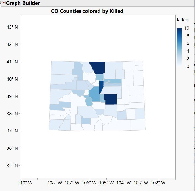 Lightning deaths by county in Colorado