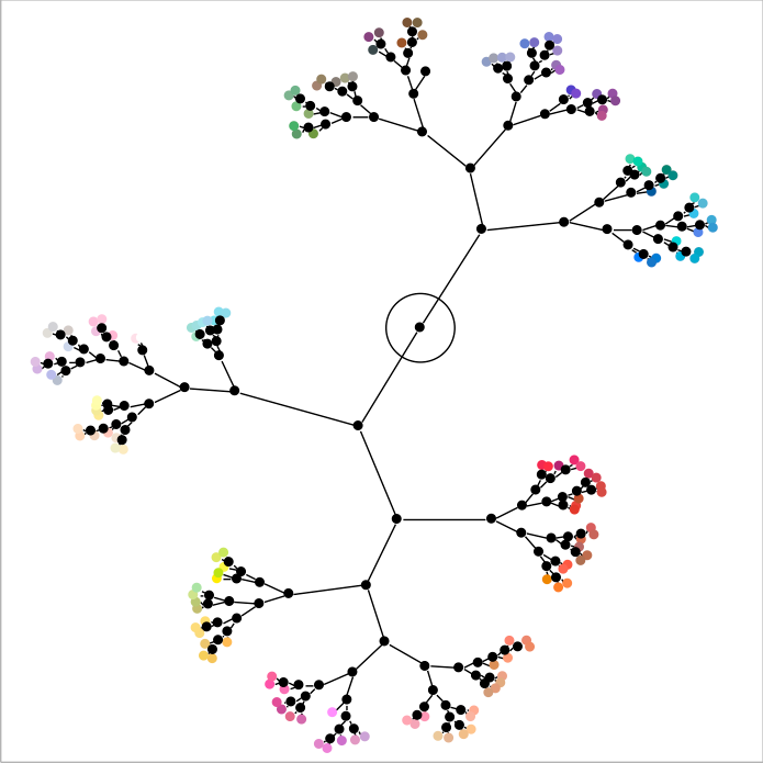 A Constellation Plot produced by performing Hierarchical Clustering on the data.