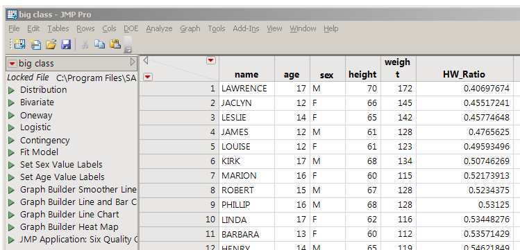 Table with formula column