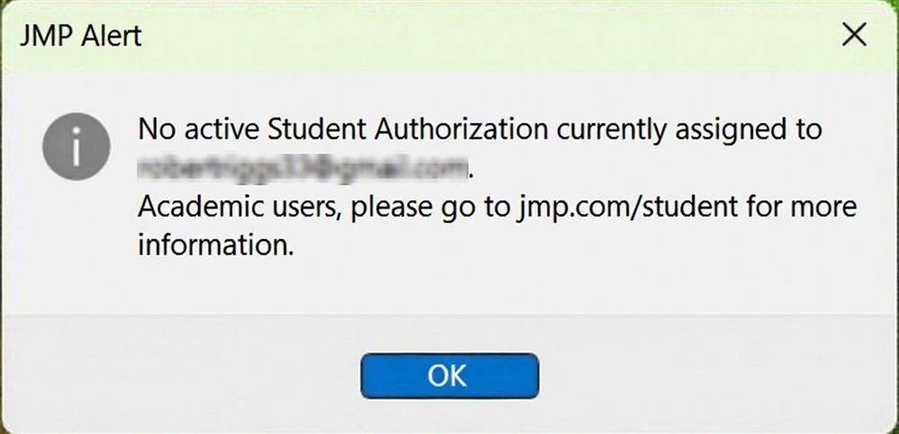 Error: No active Student Authorization - JMP User Community