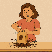 Didn't they know how to bag the coffee so we could open it easily without spilling it?